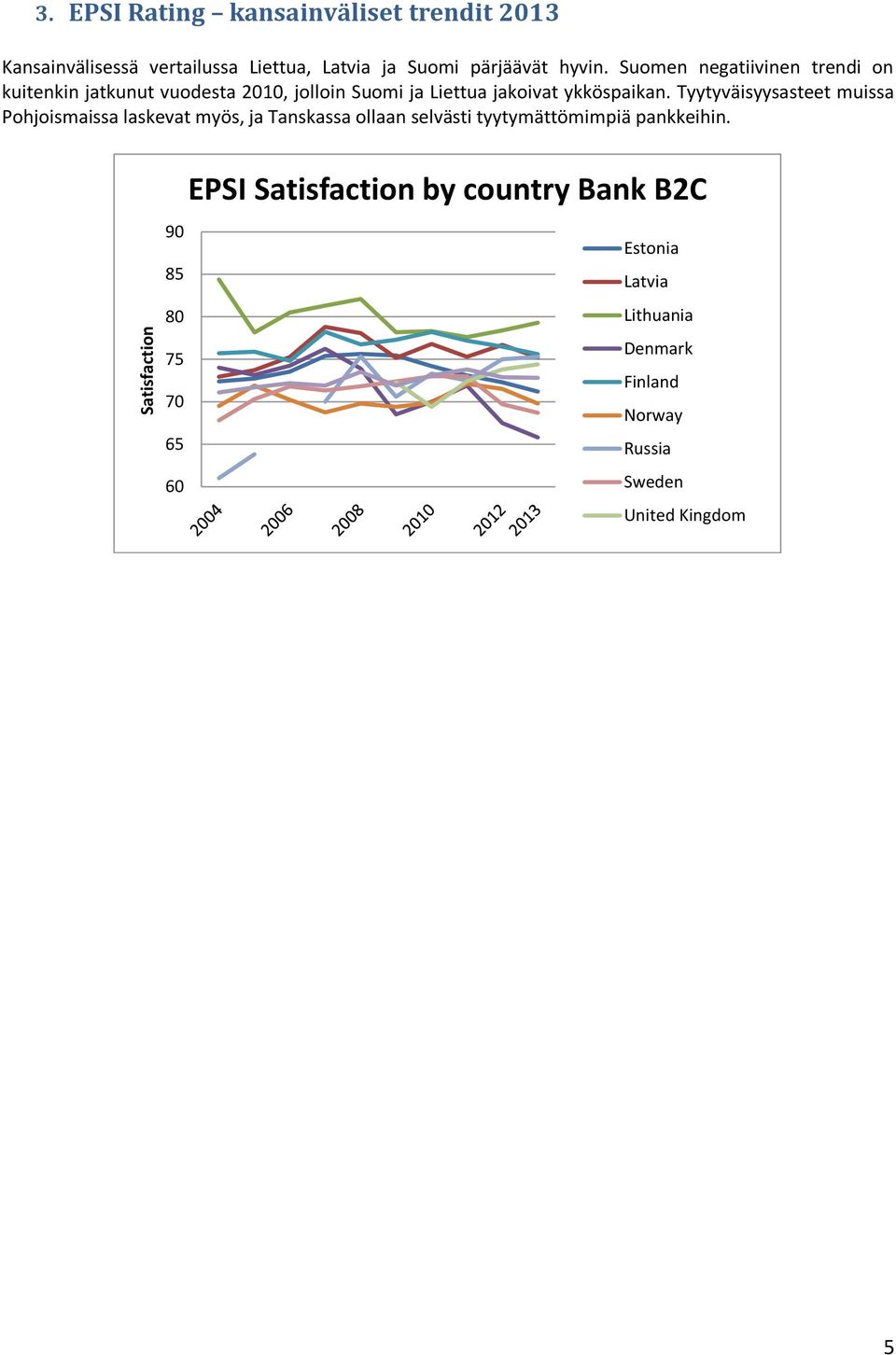 Suomen negatiivinen trendi on kuitenkin jatkunut vuodesta 2010, jolloin Suomi ja Liettua jakoivat ykköspaikan.