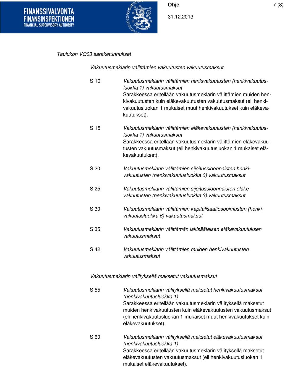 Vakuutusmeklarin välittämien eläkevakuutusten (henkivakuutusluokka 1) Sarakkeessa eritellään vakuutusmeklarin välittämien eläkevakuutusten (eli henkivakuutusluokan 1 mukaiset eläkevakuutukset).