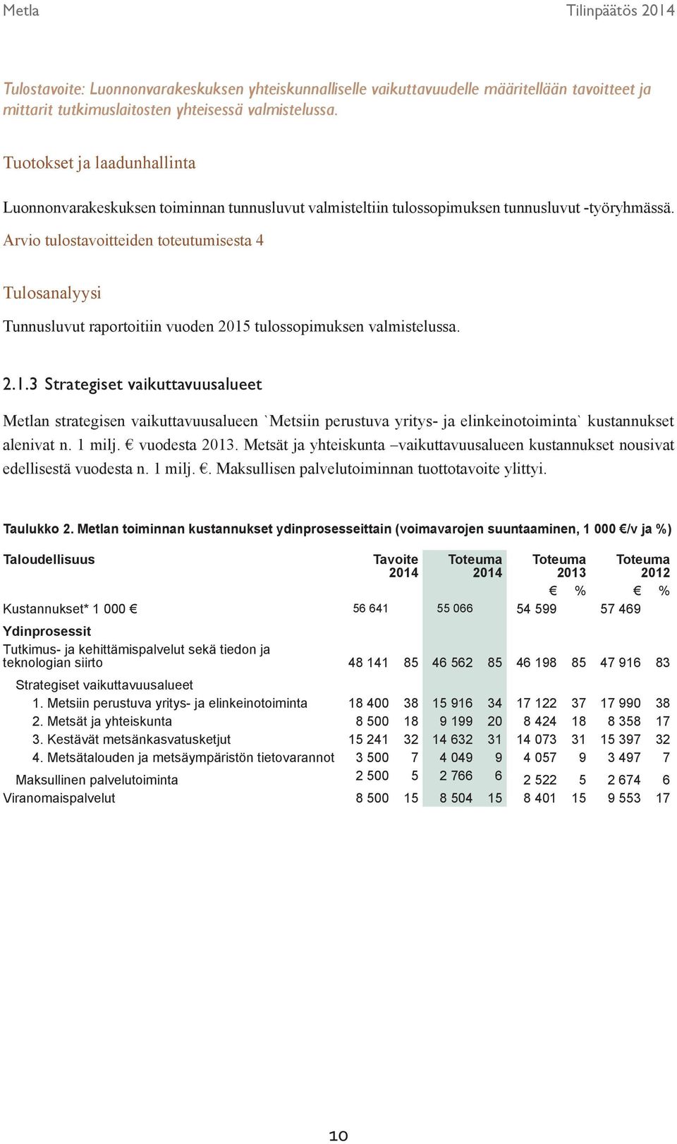 Arvio tulostavoitteiden toteutumisesta 4 Tunnusluvut raportoitiin vuoden 2015