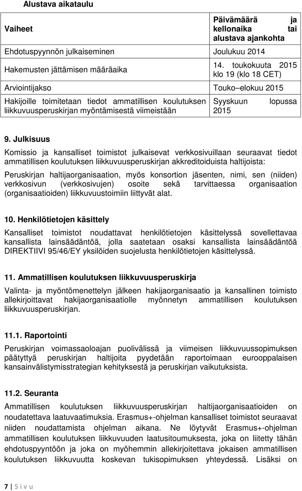 Julkisuus Komissio ja kansalliset toimistot julkaisevat verkkosivuillaan seuraavat tiedot ammatillisen koulutuksen liikkuvuusperuskirjan akkreditoiduista haltijoista: Peruskirjan