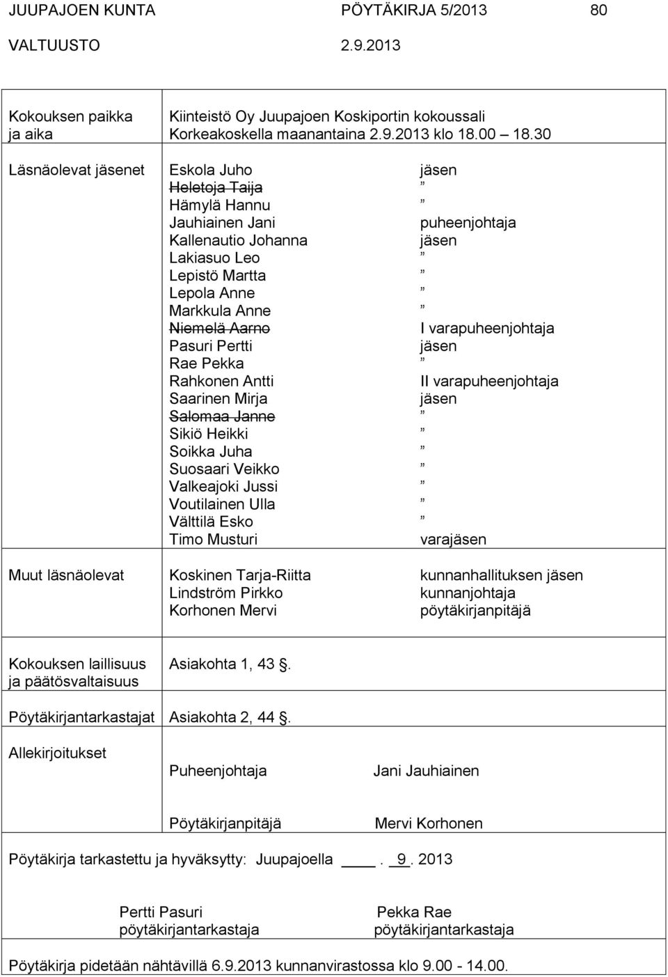 Rae Pekka Rahkonen Antti Saarinen Mirja Salomaa Janne Sikiö Heikki Soikka Juha Suosaari Veikko Valkeajoki Jussi Voutilainen Ulla Välttilä Esko Timo Musturi Koskinen Tarja-Riitta Lindström Pirkko