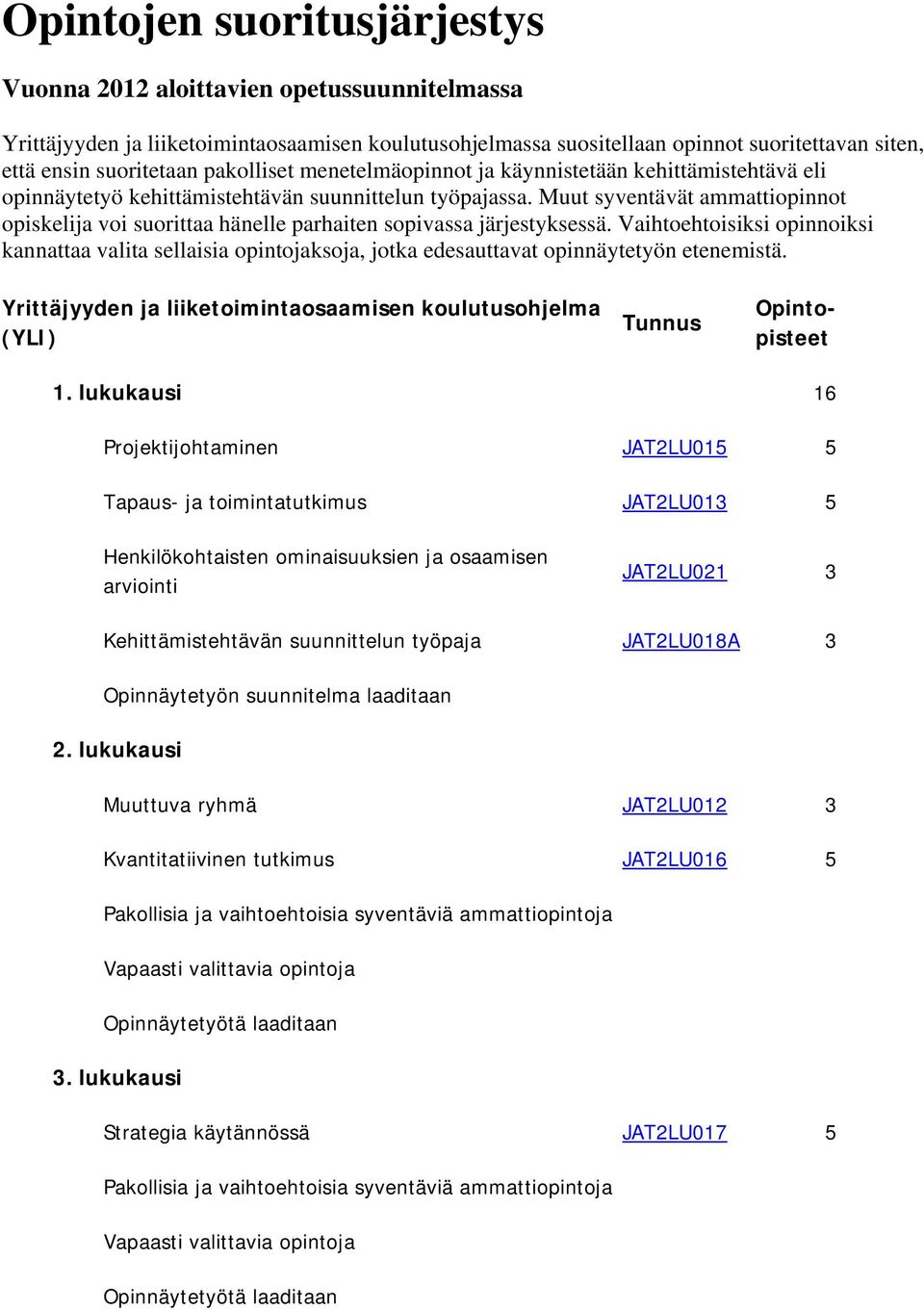 Muut syventävät ammattiopinnot opiskelija voi suorittaa hänelle parhaiten sopivassa järjestyksessä.