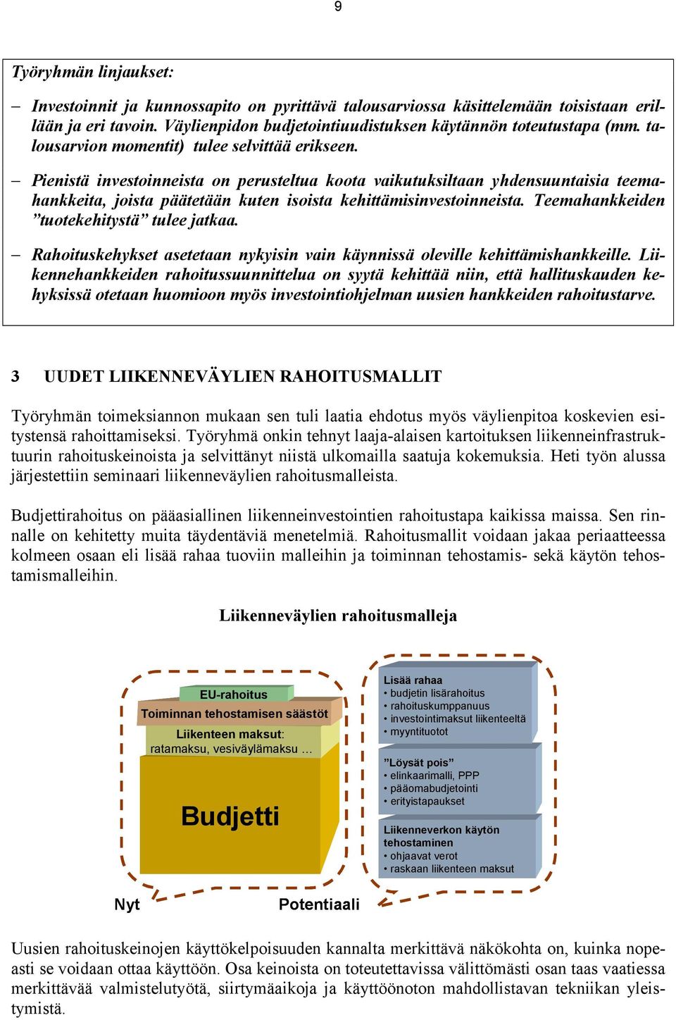 Teemahankkeiden tuotekehitystä tulee jatkaa. Rahoituskehykset asetetaan nykyisin vain käynnissä oleville kehittämishankkeille.