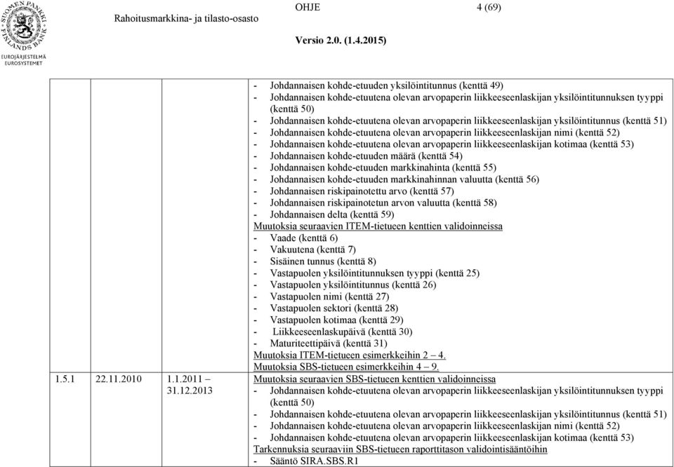 kohde-etuutena olevan arvopaperin liikkeeseenlaskijan yksilöintitunnus (kenttä 51) - Johdannaisen kohde-etuutena olevan arvopaperin liikkeeseenlaskijan nimi (kenttä 52) - Johdannaisen kohde-etuutena