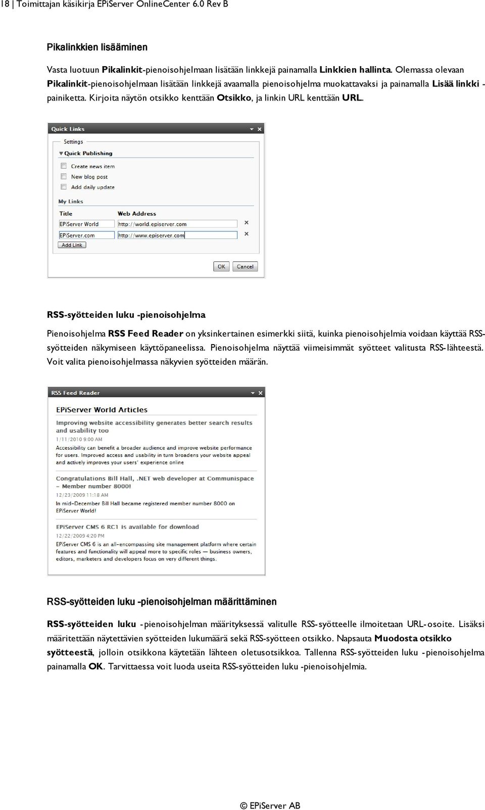 Kirjoita näytön otsikko kenttään Otsikko, ja linkin URL kenttään URL.