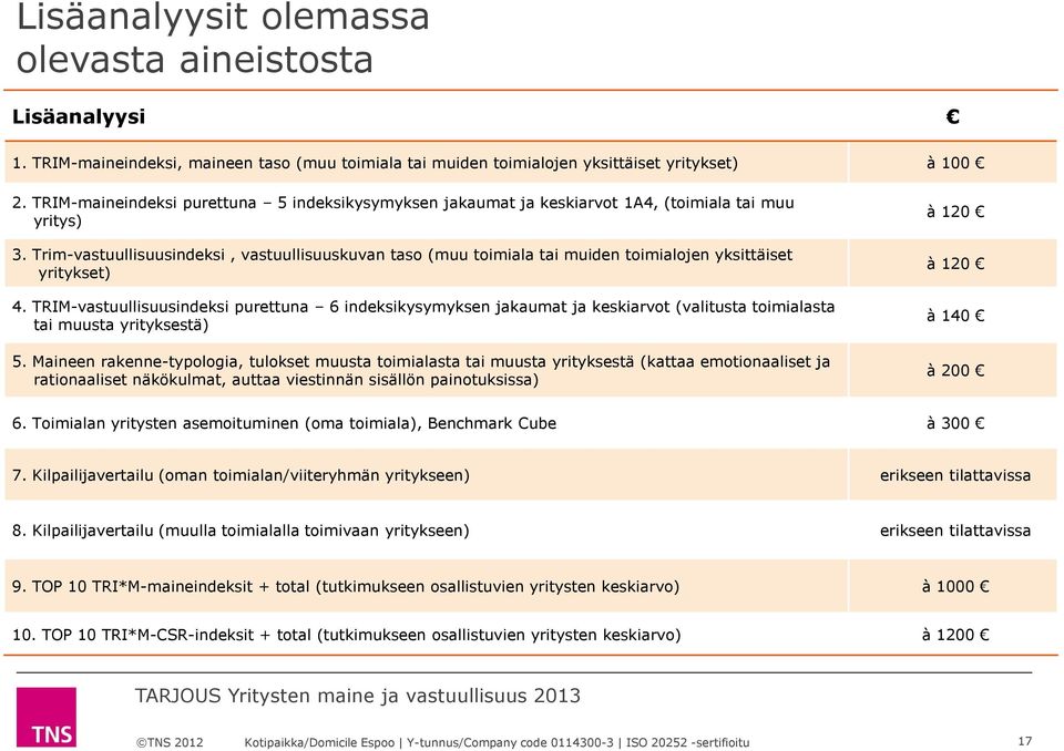 Trim-vastuullisuusindeksi, vastuullisuuskuvan taso (muu toimiala tai muiden toimialojen yksittäiset yritykset) 4.