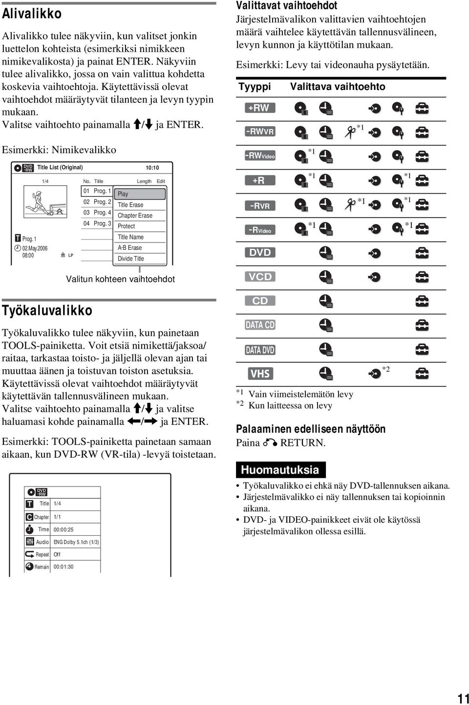 Valitse vaihtoehto painamalla M/m ja ENTER.