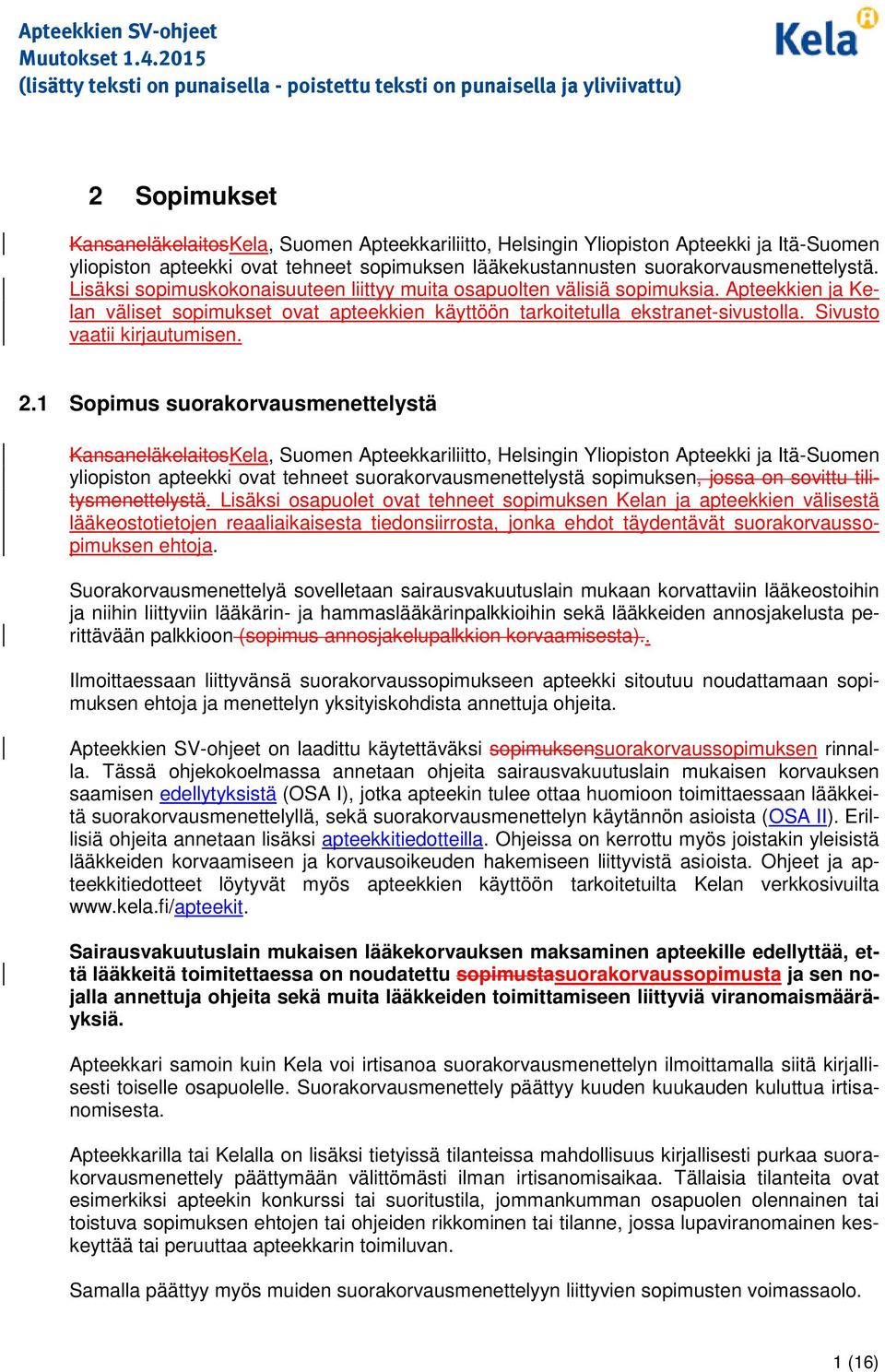 1 Spimus surakrvausmenettelystä KansaneläkelaitsKela, Sumen Apteekkariliitt, Helsingin Ylipistn Apteekki ja Itä-Sumen ylipistn apteekki vat tehneet surakrvausmenettelystä spimuksen, jssa n svittu