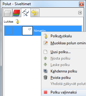 Pidä pohjassa säätäessäsi ankkurin kahvaa, niin molemmat säätyvät symmetrisesti. Pidä pohjassa vetäessäsi polkua, niin viereisten ankkureiden säätökahvat säätyvät symmetrisesti.