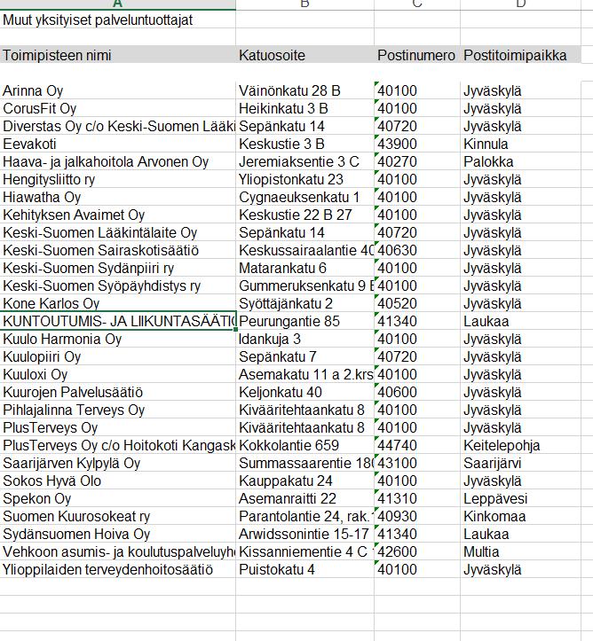 64 Esimerkit Excel pohjaisista tiedonkeruulomakkeista