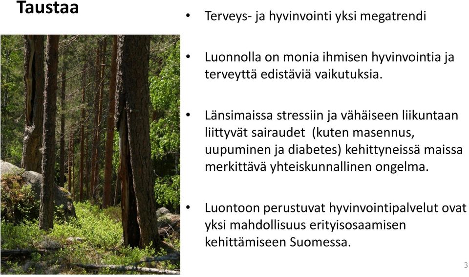 Länsimaissa stressiin ja vähäiseen liikuntaan liittyvät sairaudet (kuten masennus, uupuminen ja