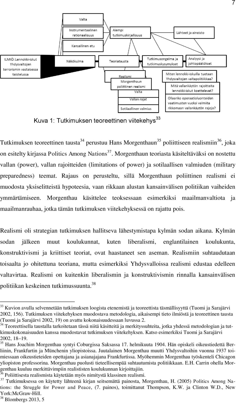 Rajaus on perusteltu, sillä Morgenthaun poliittinen realismi ei muodosta yksiselitteistä hypoteesia, vaan rikkaan alustan kansainvälisen politiikan vaiheiden ymmärtämiseen.