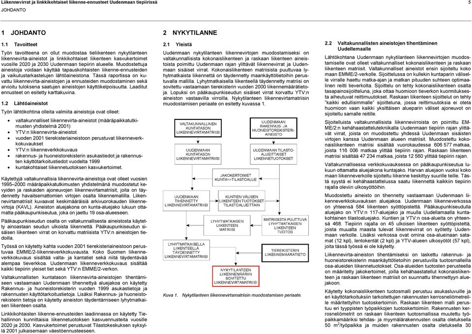 Muodostettuja aineistoja voidaan käyttää tapauskohtaisten liikenne-ennusteiden ja vaikutustarkastelujen lähtöaineistona.