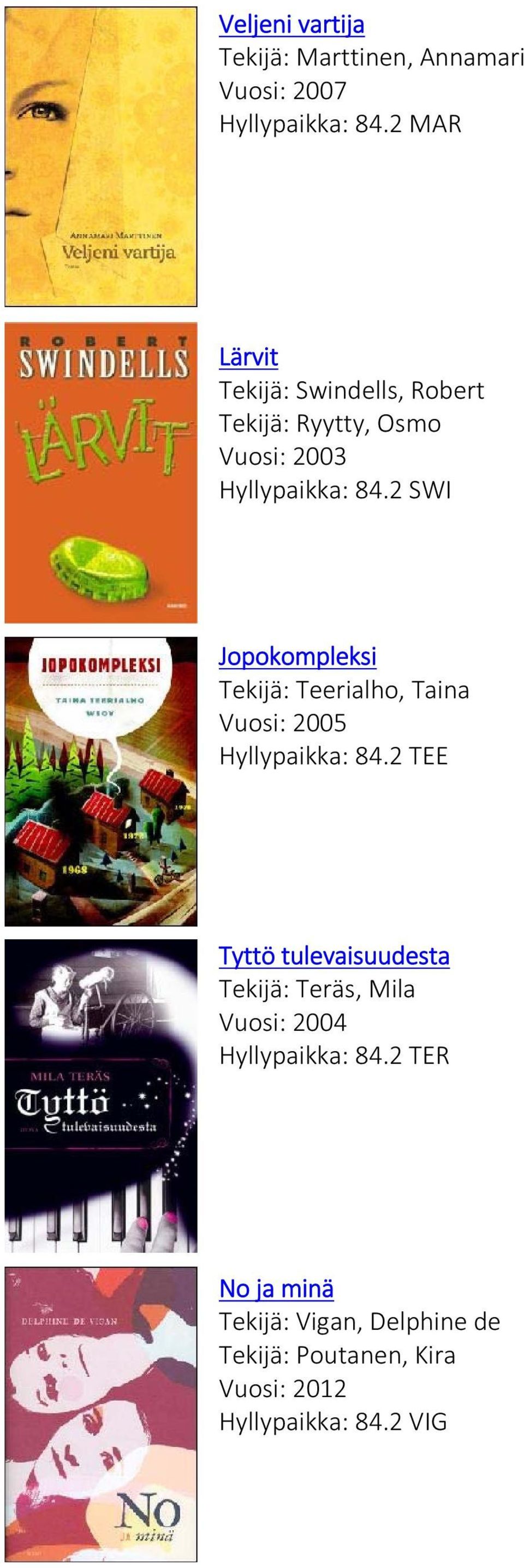 2 SWI Jopokompleksi Tekijä: Teerialho, Taina Vuosi: 2005 Hyllypaikka: 84.