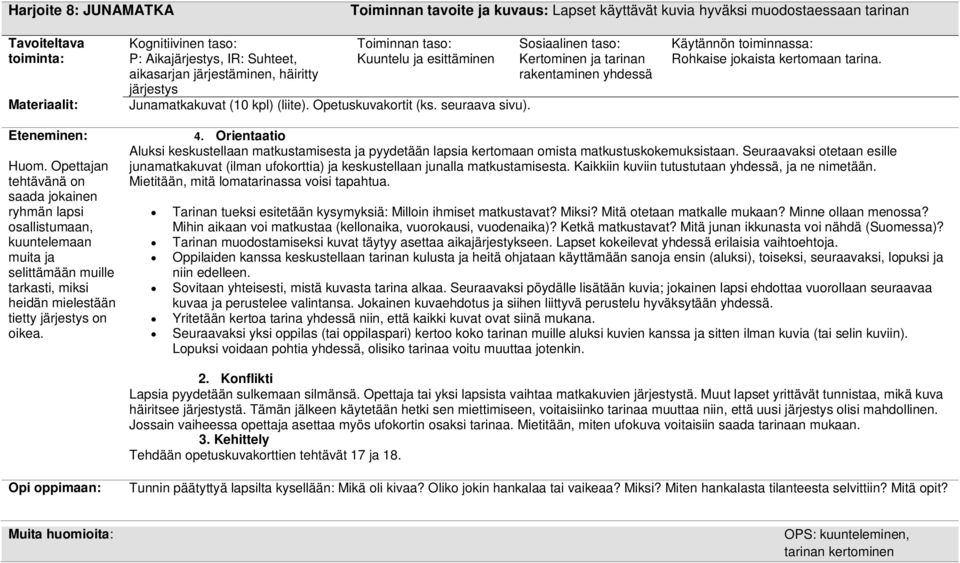 Opettajan tehtävänä on saada jokainen ryhmän lapsi osallistumaan, kuuntelemaan muita ja selittämään muille tarkasti, miksi heidän mielestään tietty järjestys on oikea. 4.