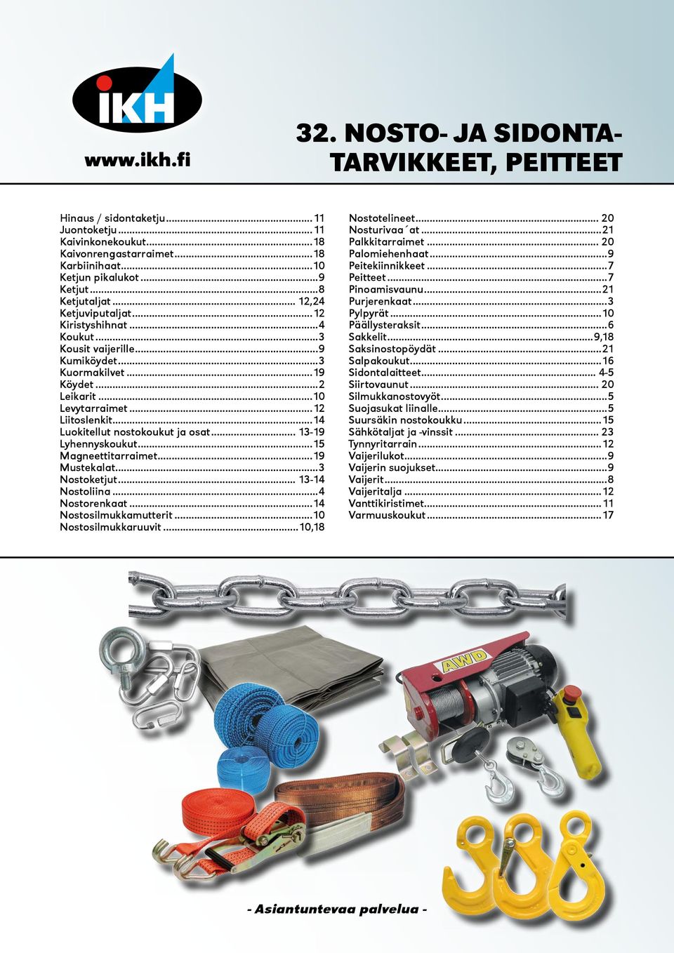 ..14 Luokitellut nostokoukut ja osat... 13-19 Lyhennyskoukut...15 Magneettitarraimet...19 Mustekalat...3 Nostoketjut... 13-14 Nostoliina...4 Nostorenkaat...14 Nostosilmukkamutterit.