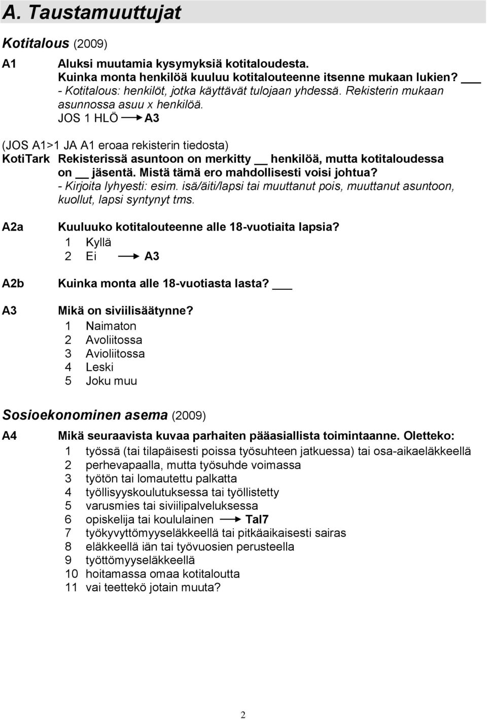 JOS 1 HLÖ A3 (JOS A1>1 JA A1 eroaa rekisterin tiedosta) KotiTark Rekisterissä asuntoon on merkitty henkilöä, mutta kotitaloudessa on jäsentä. Mistä tämä ero mahdollisesti voisi johtua?