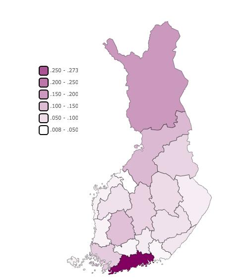 2015 19,8 miljoonaa yöpymistä Osuus ulkomaisista yöpymisistä