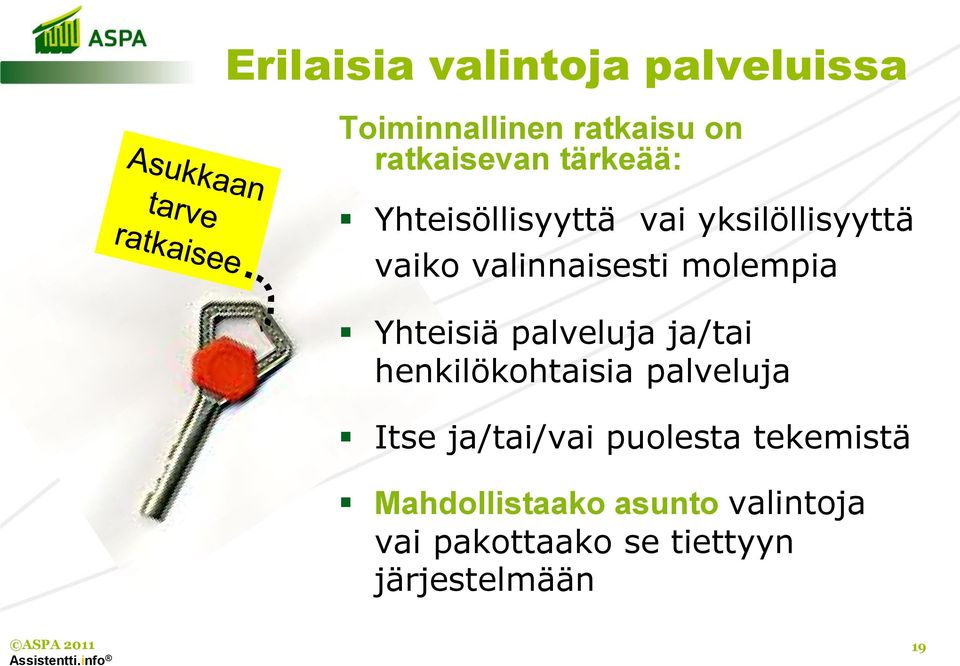 Yhteisiä palveluja ja/tai henkilökohtaisia palveluja Itse ja/tai/vai puolesta