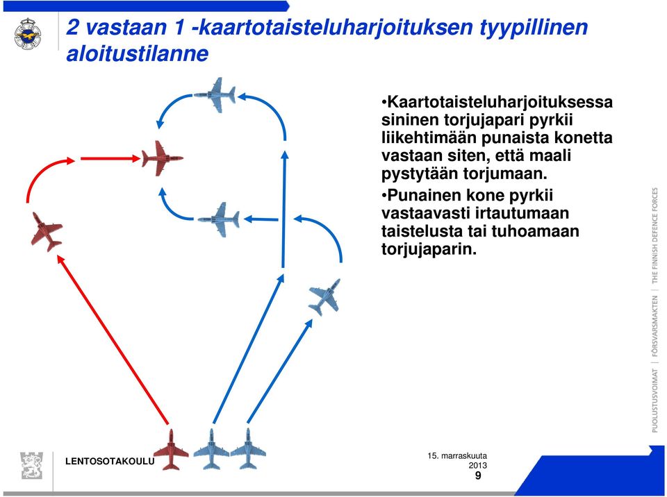 punaista konetta vastaan siten, että maali pystytään torjumaan.