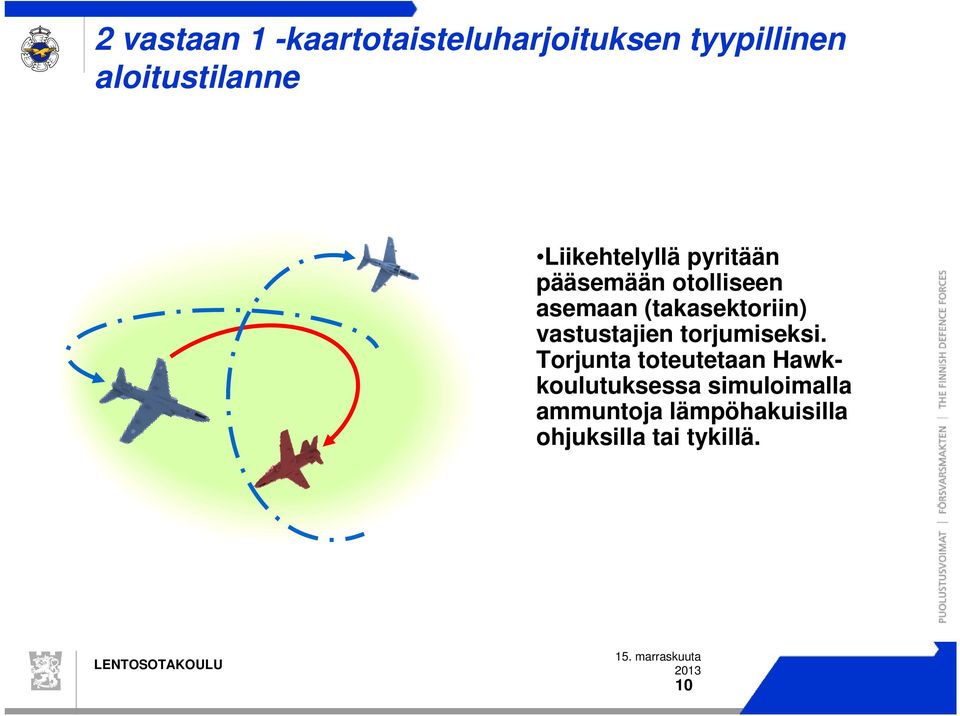 (takasektoriin) vastustajien torjumiseksi.