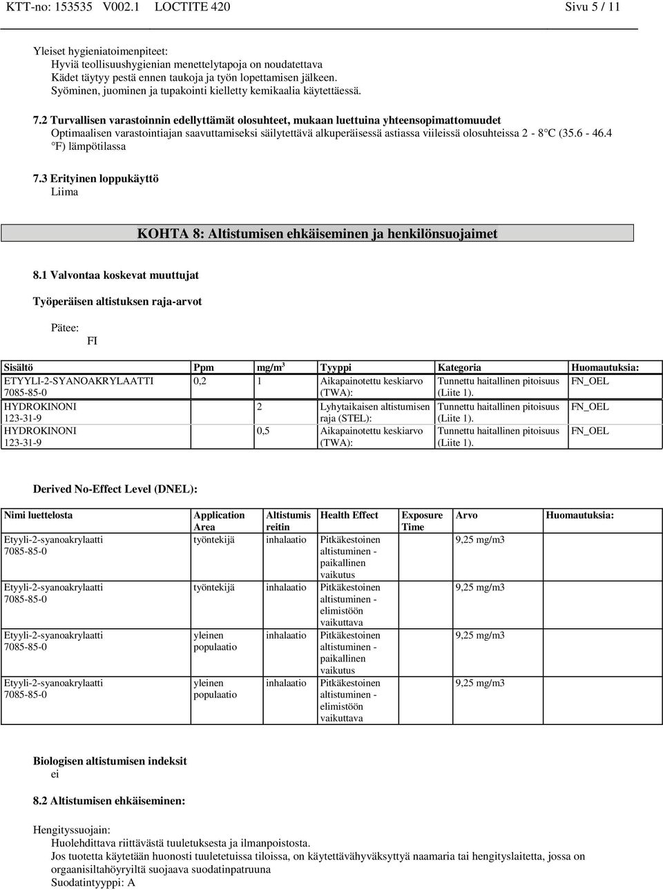 2 Turvallisen varastoinnin edellyttämät olosuhteet, mukaan luettuina yhteensopimattomuudet Optimaalisen varastointiajan saavuttamiseksi säilytettävä alkuperäisessä astiassa viileissä olosuhteissa 2-8