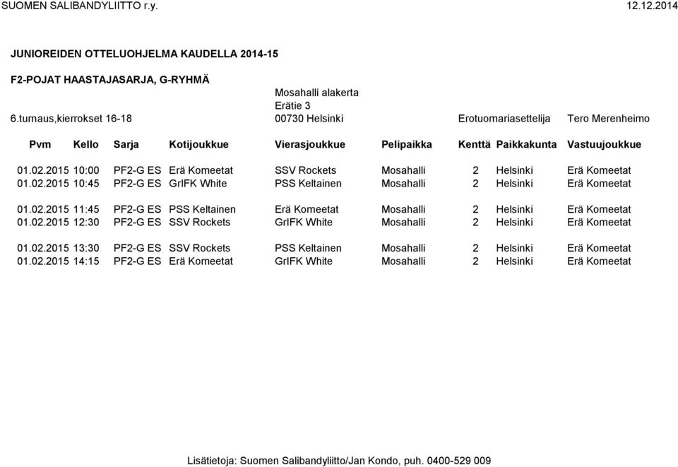 2015 10:45 PF2-G ES GrIFK White PSS Keltainen Mosahalli 2 Helsinki Erä Komeetat 01.02.