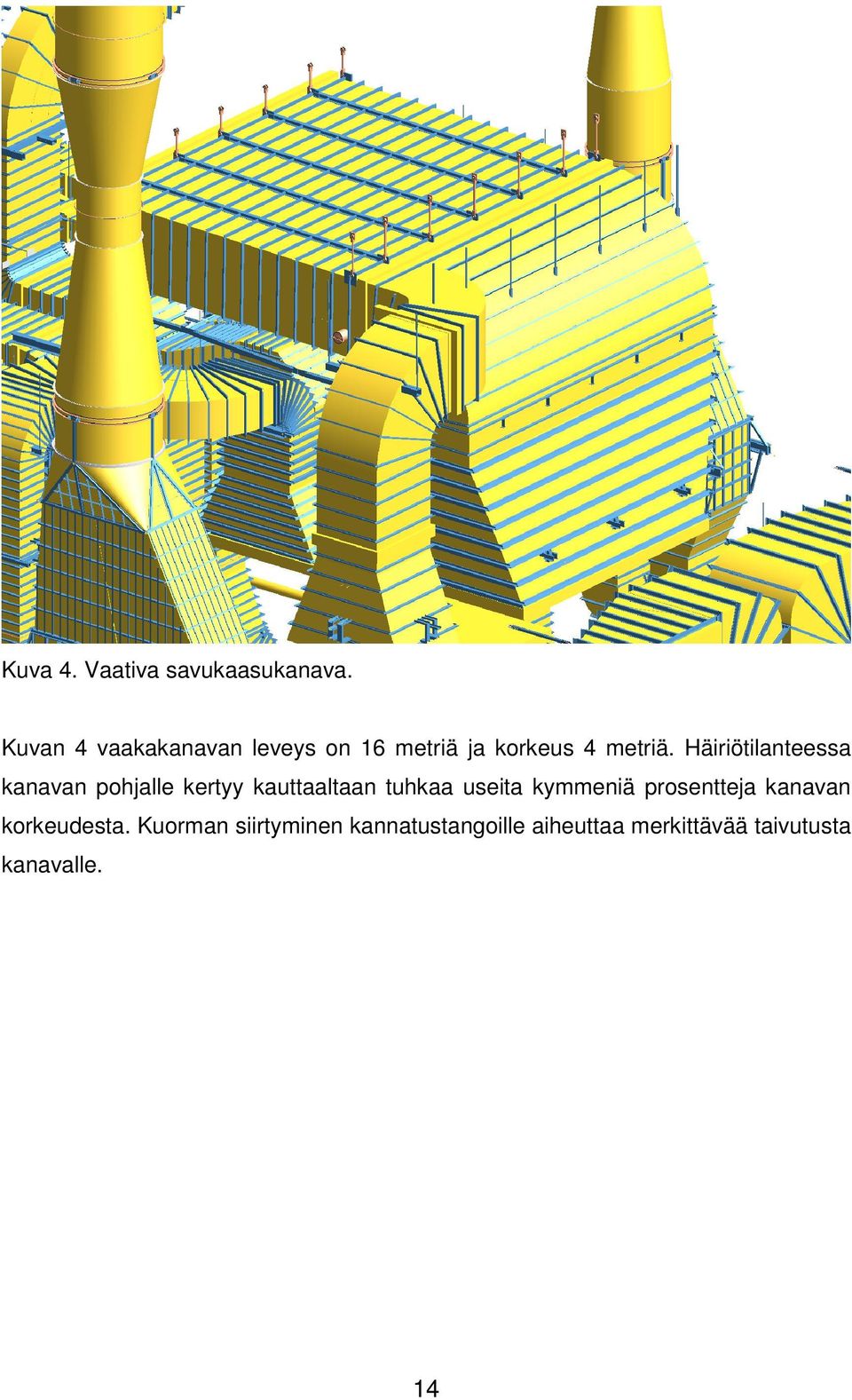 Häiriötilanteessa kanavan pohjalle kertyy kauttaaltaan tuhkaa useita
