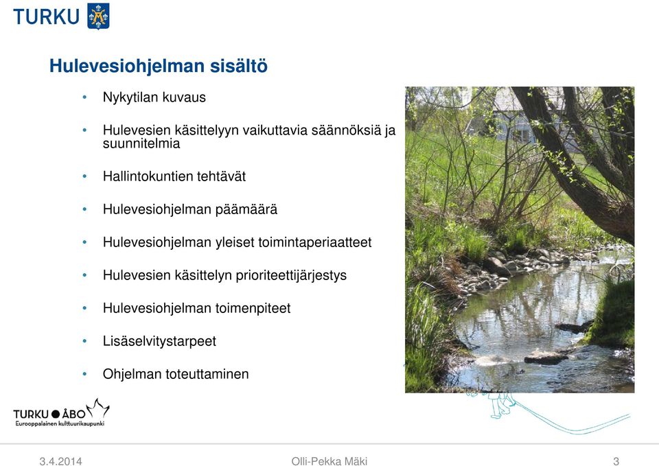 Hulevesiohjelman yleiset toimintaperiaatteet Hulevesien käsittelyn