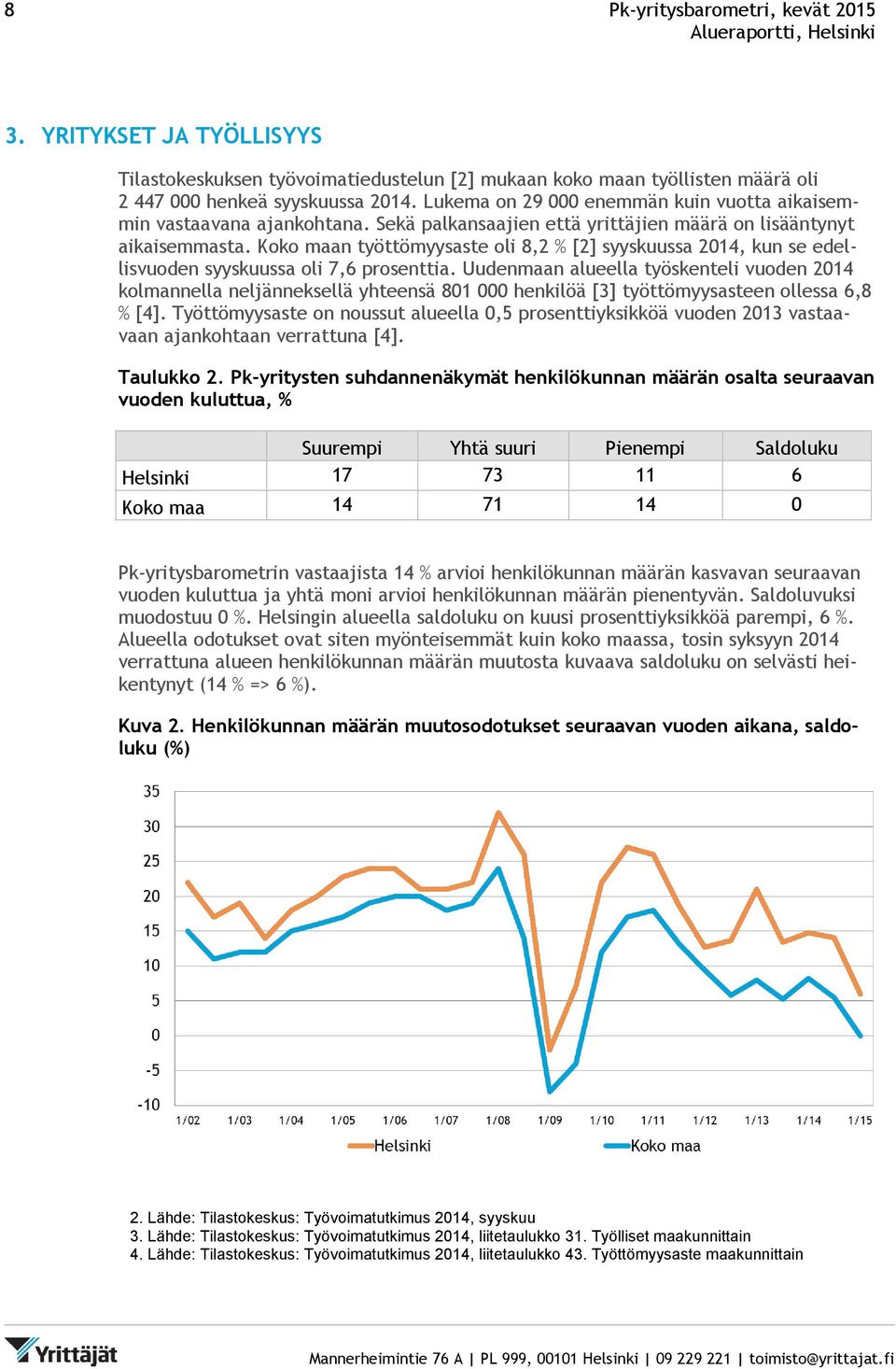 Koko maan työttömyysaste oli 8,2 % [2] syyskuussa 2014, kun se edellisvuoden syyskuussa oli 7,6 prosenttia.