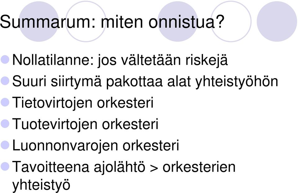 pakottaa alat yhteistyöhön Tietovirtojen orkesteri