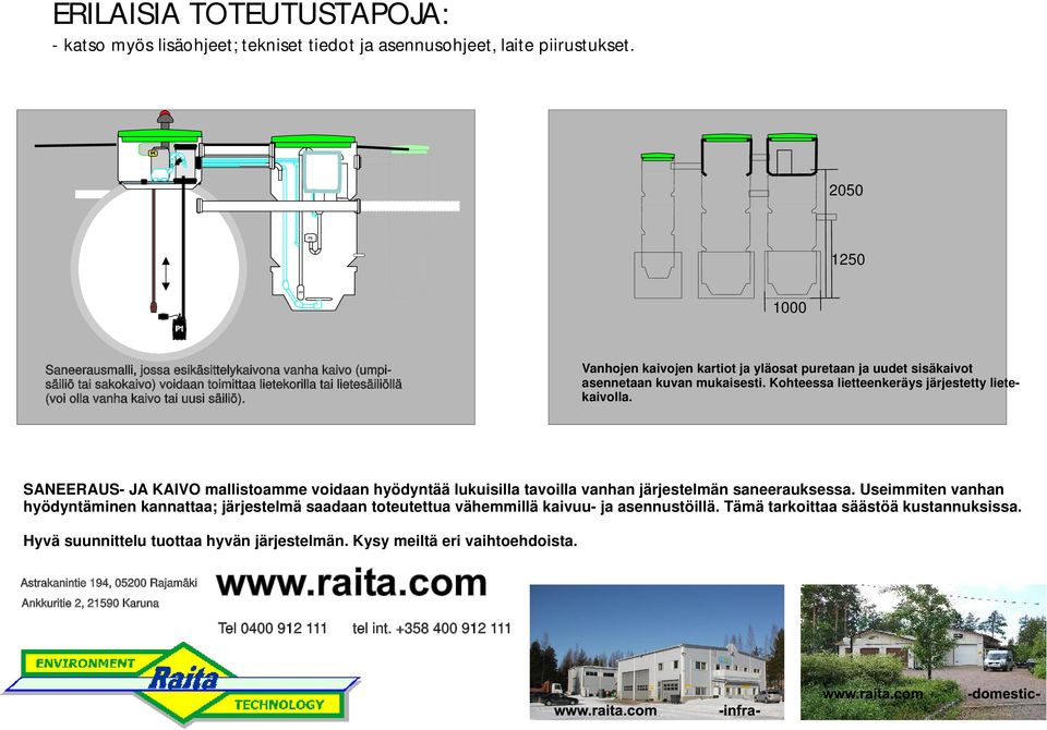 SANEERAUS- JA AIVO mallistoamme voidaan hyödyntää lukuisilla tavoilla vanhan järjestelmän saneerauksessa.