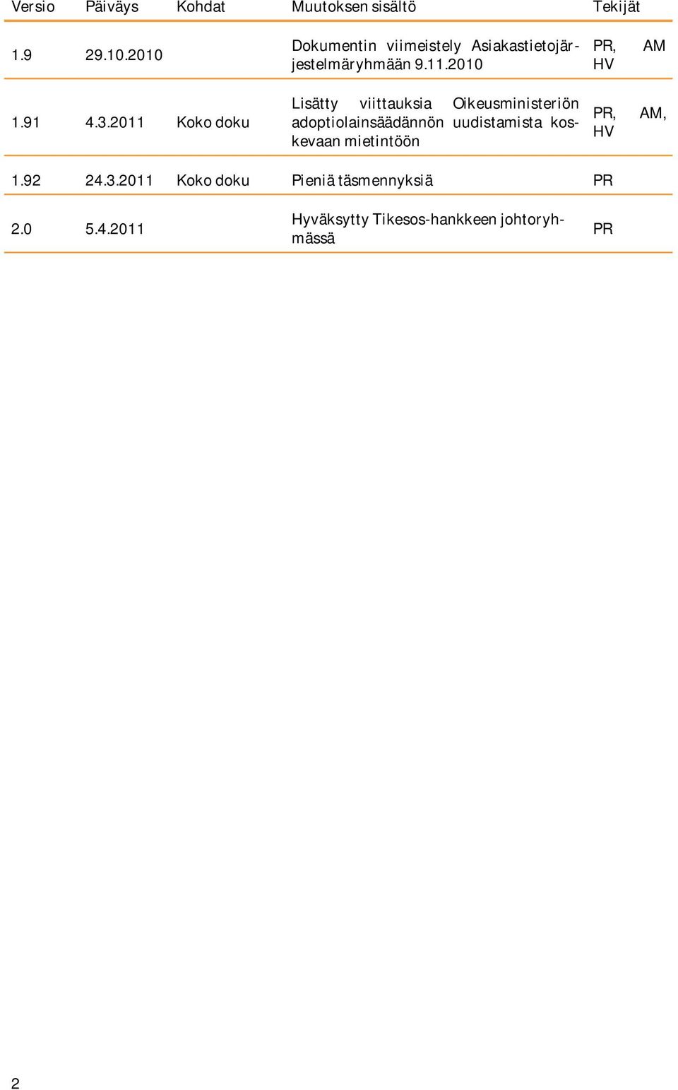 2011 Koko doku Lisätty viittauksia Oikeusministeriön adoptiolainsäädännön uudistamista