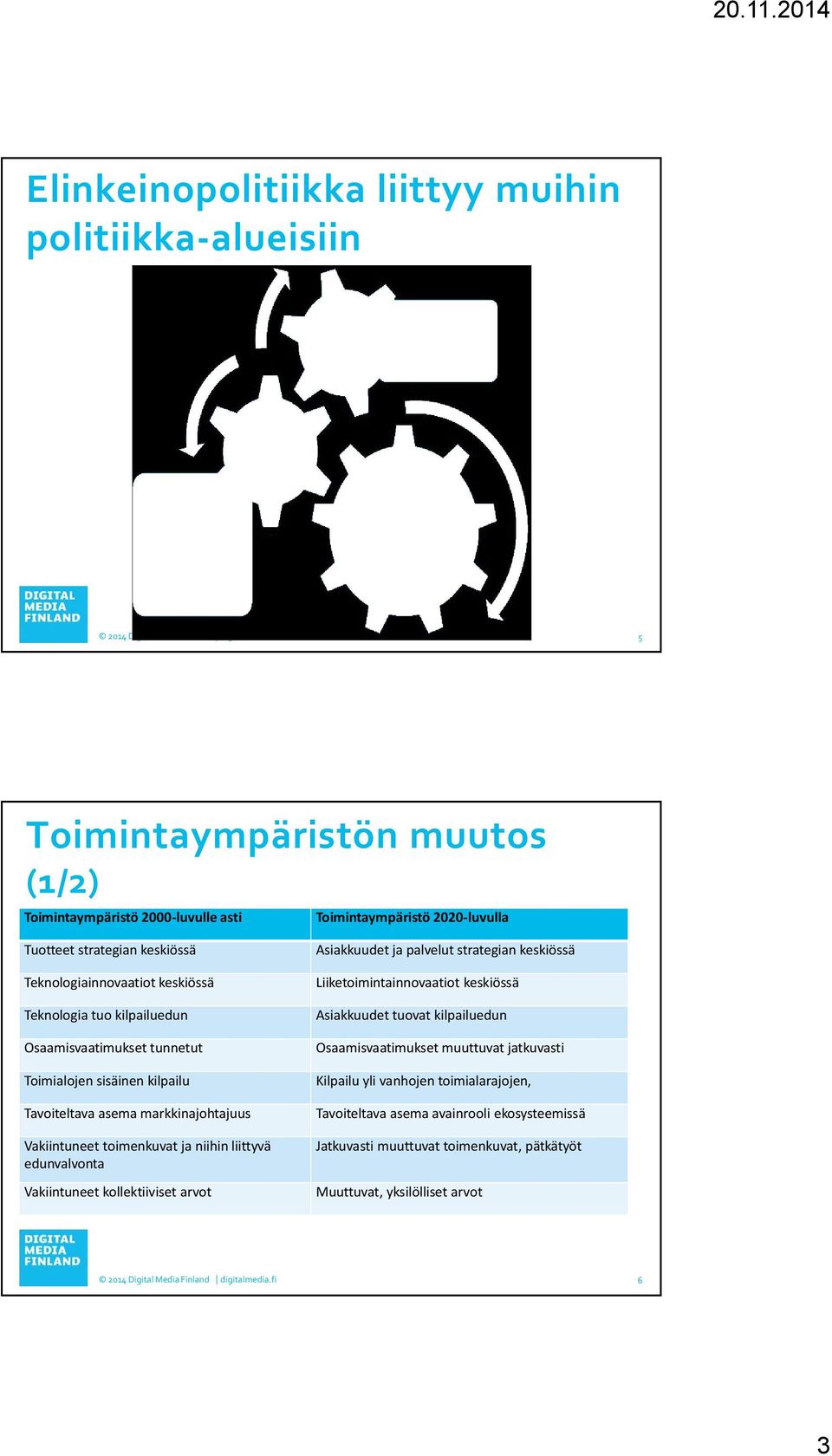 niihin liittyvä edunvalvonta Vakiintuneet kollektiiviset arvot Asiakkuudet ja palvelut strategian keskiössä Liiketoimintainnovaatiot keskiössä Asiakkuudet tuovat kilpailuedun