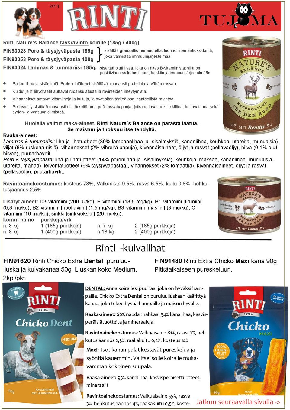 sisältää granaattiomenauutetta: luonnollinen antioksidantti, joka vahvistaa immuunijärjestelmää sisältää oluthiivaa, joka on rikas B-vitamiinista; sillä on positiivinen vaikutus ihoon, turkkiin ja