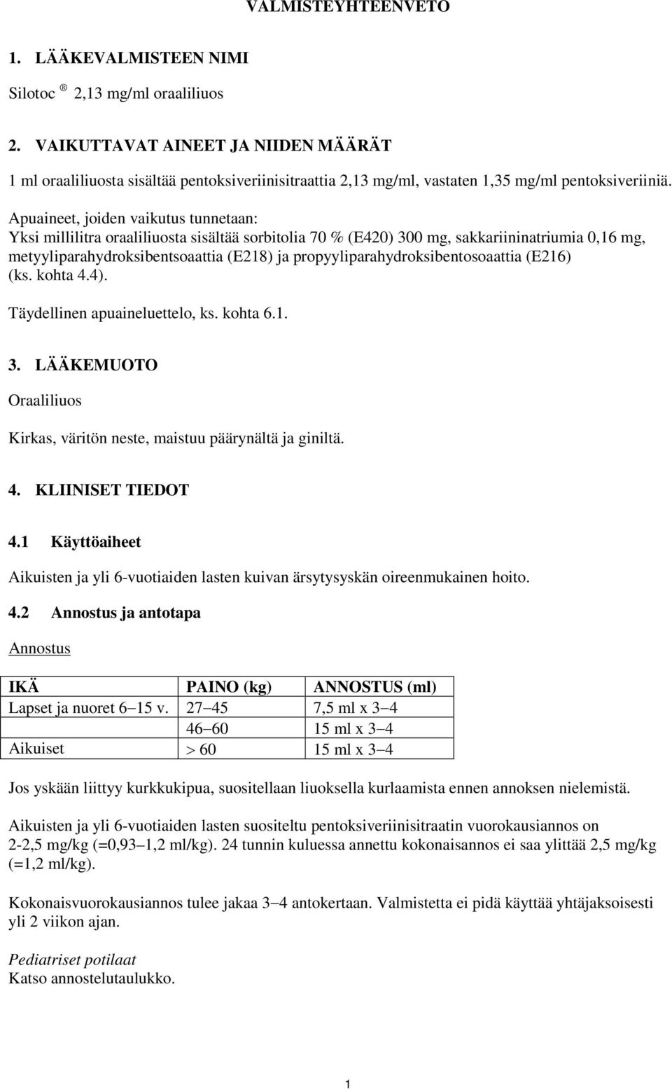 Apuaineet, joiden vaikutus tunnetaan: Yksi millilitra oraaliliuosta sisältää sorbitolia 70 % (E420) 300 mg, sakkariininatriumia 0,16 mg, metyyliparahydroksibentsoaattia (E218) ja