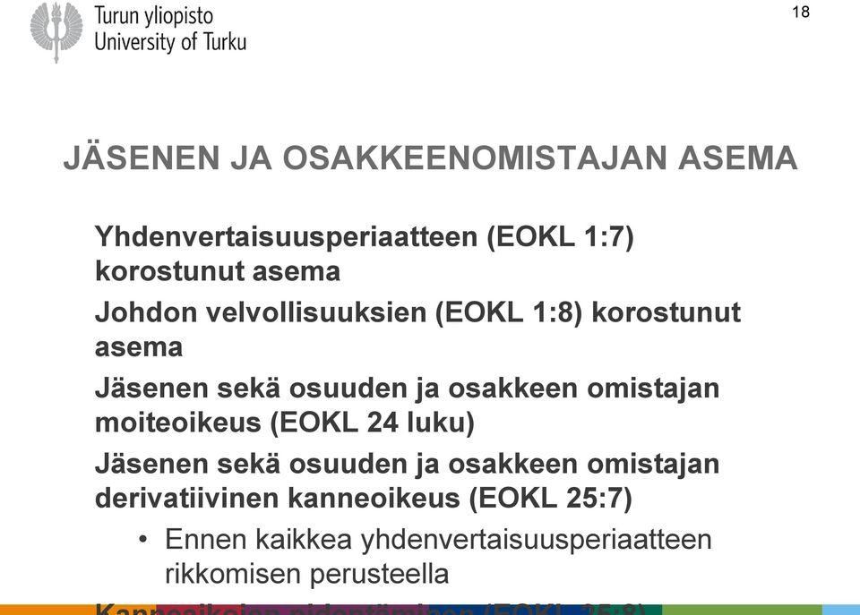 osakkeen omistajan moiteoikeus (EOKL 24 luku) Jäsenen sekä osuuden ja osakkeen omistajan