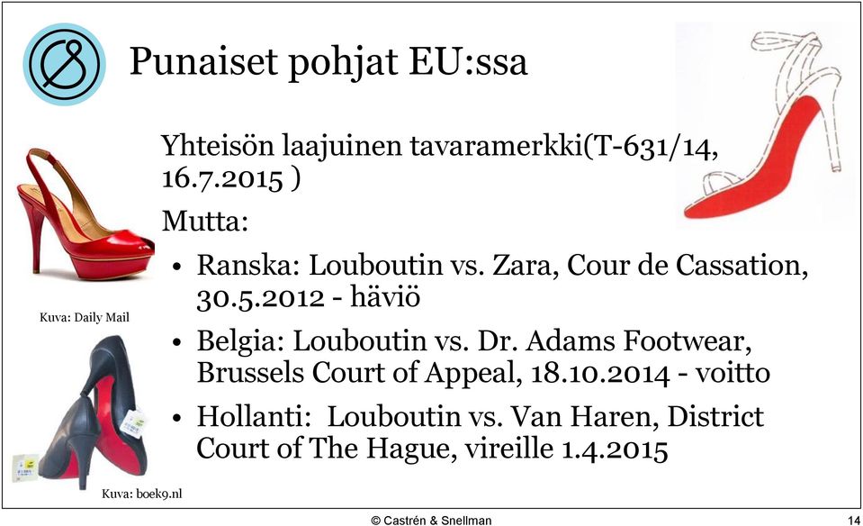 Dr. Adams Footwear, Brussels Court of Appeal, 18.10.2014 - voitto Hollanti: Louboutin vs.