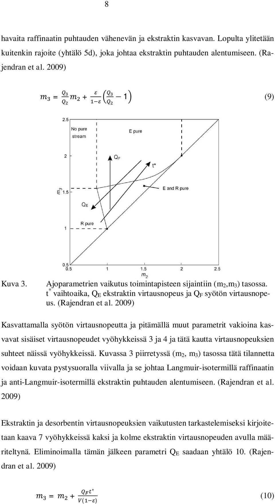 2009) Kasvattamalla syötön virtausnopeutta ja pitämällä muut parametrit vakioina kasvavat sisäiset virtausnopeudet vyöhykkeissä 3 ja 4 ja tätä kautta virtausnopeuksien suhteet näissä vyöhykkeissä.