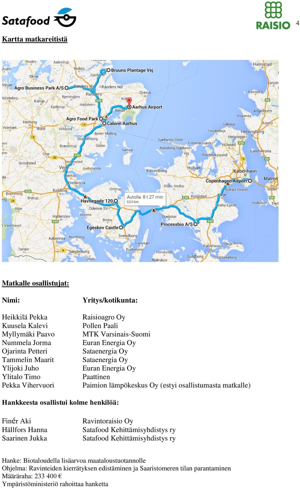 Energia Oy Sataenergia Oy Sataenergia Oy Euran Energia Oy Paattinen Paimion lämpökeskus Oy (estyi osallistumasta matkalle) Hankkeesta