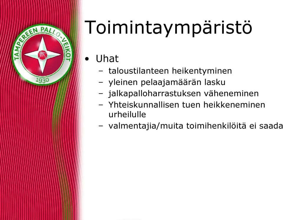 jalkapalloharrastuksen väheneminen
