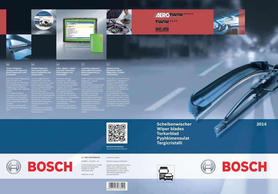 Diagnostica, ricambi e formazione. Aus einer Hand: Diagnostics, Teile und Services. Bosch bietet der Werkstatt ein Komplettprogramm zur Steigerung von Effizienz und Qualität in der täglichen Arbeit.