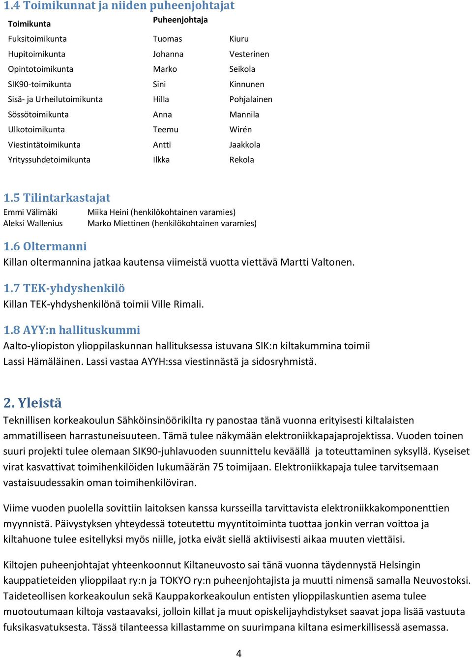 5 Tilintarkastajat Emmi Välimäki Aleksi Wallenius Miika Heini (henkilökohtainen varamies) Marko Miettinen (henkilökohtainen varamies) 1.