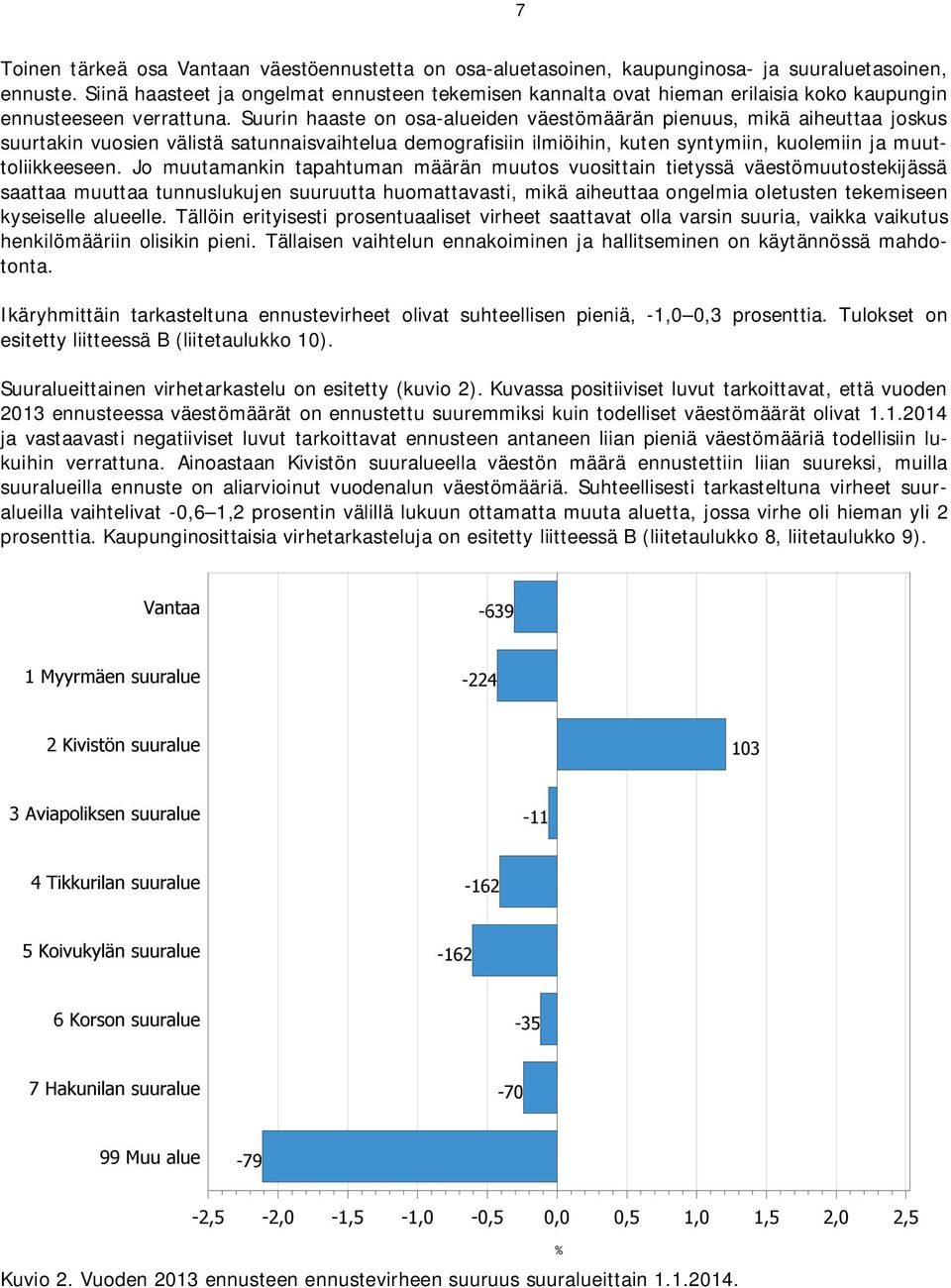 Suurin haaste on osa-alueiden väestömäärän pienuus, mikä aiheuttaa joskus suurtakin vuosien välistä satunnaisvaihtelua demografisiin ilmiöihin, kuten syntymiin, kuolemiin ja muuttoliikkeeseen.