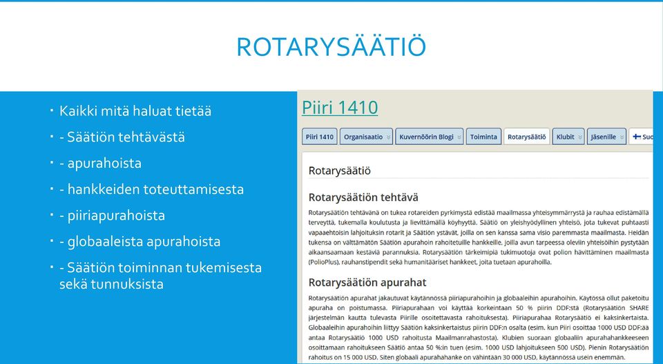 toteuttamisesta - piiriapurahoista - globaaleista