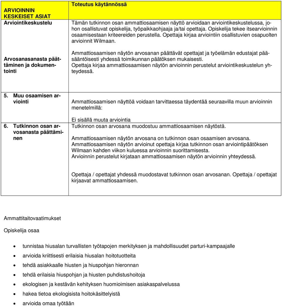 Ammattiosaamisen näytön arvosanan päättävät opettajat ja työelämän edustajat pääsääntöisesti yhdessä toimikunnan päätöksen mukaisesti.