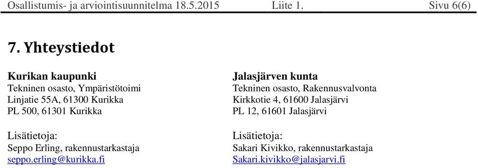 Kurikka Lisätietoja: Seppo Erling, rakennustarkastaja seppo.erling@kurikka.