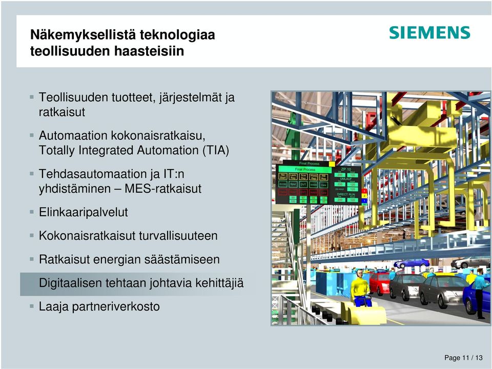 ja IT:n yhdistäminen MES-ratkaisut Elinkaaripalvelut Kokonaisratkaisut turvallisuuteen