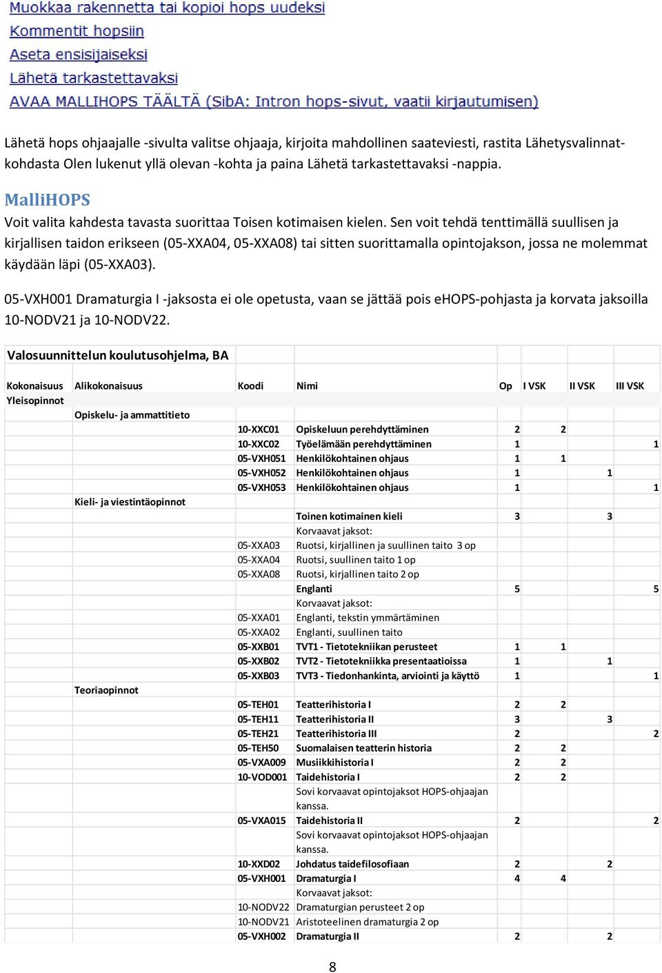 Sen voit tehdä tenttimällä suullisen ja kirjallisen taidon erikseen (05 XXA04, 05 XXA08) tai sitten suorittamalla opintojakson, jossa ne molemmat käydään läpi (05 XXA03).