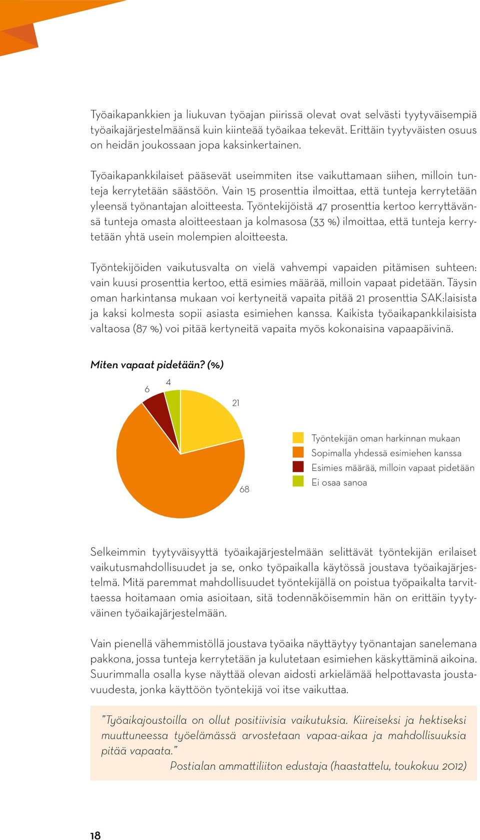 Vain prosenttia ilmoittaa, että tunteja kerrytetään yleensä työnantajan aloitteesta.